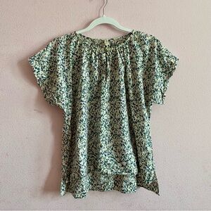 Mirth 100% Cotton Quiet Luxury Keyhole Tie Front Printed Boho Chic Flowy Blouse